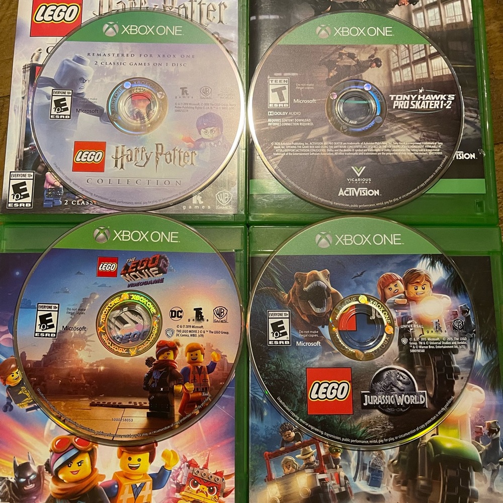 Lego Jurassic World, tony hawks pro skater 1+2, Lego Harry Potter collection,+1.